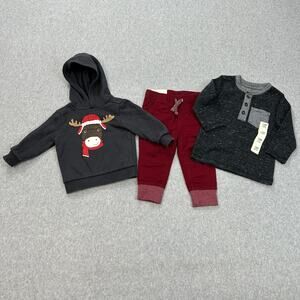 Cat & Jack Jogger Pants & Long Sleeve Striped Shirt Carters Hoodie Bundle SZ 12M